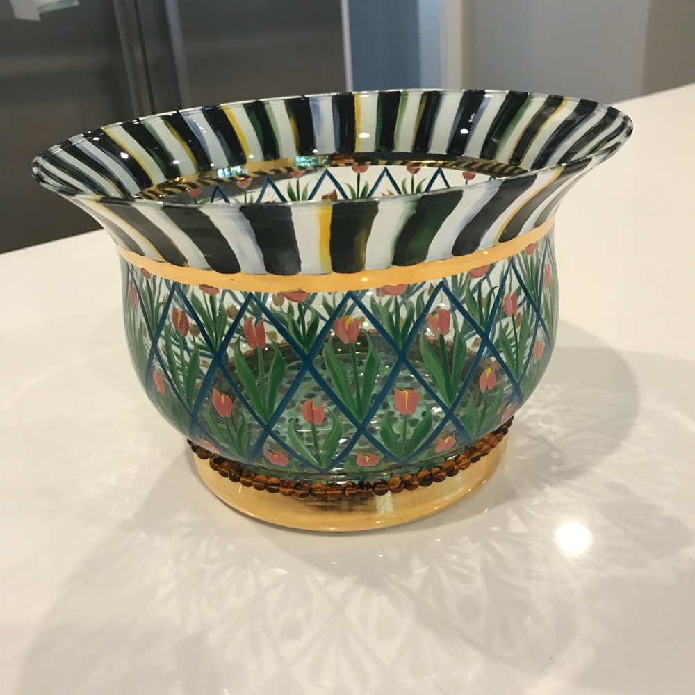 MacKenzie-Childs Circus Tulips Glass Bowl